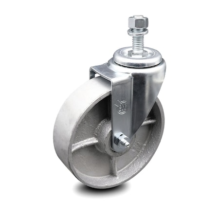 Service Caster Semi Steel Swivel Threaded Stem Caster w/Roller Bearing - 5" Wheel & 12MM Stem SCC-TS20S515-SSR-M1215